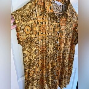 Jane and Delancey Satin Retro 70s Button Down Shirt